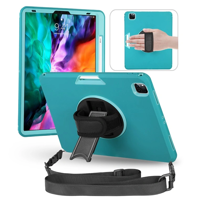 360 Degree Rotating Stand Hand Shoulder Strap TPU PC Cover Tablet Case for iPad PRO 12.9