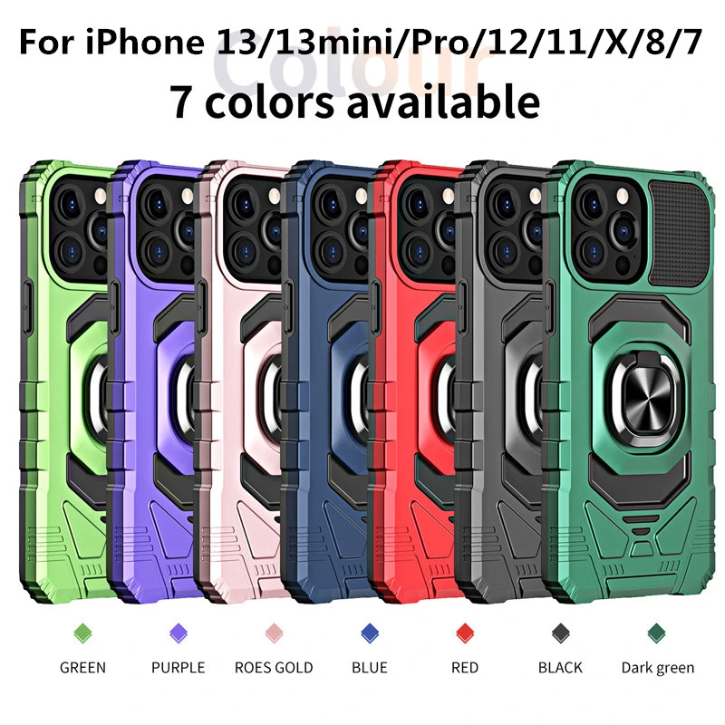 Magnetic Metal Kickstand Silicone Cell Phone PC Cover Case for iPhone 13/12/11/X/Xs Max