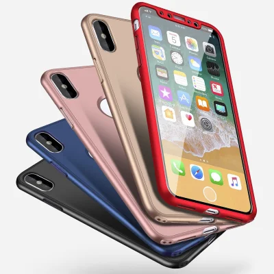 iPhone Xr Xs X 6 6s 7 8 Plus 강화 유리 커버용 새 360 풀 커버 폰 케이스